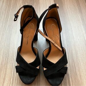 Jessica Simpson Black Cross-Strap Platform Heels